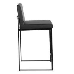 Kirklands Home Fiji Faux Leather Counter Stools, Set of 3 Black Discount