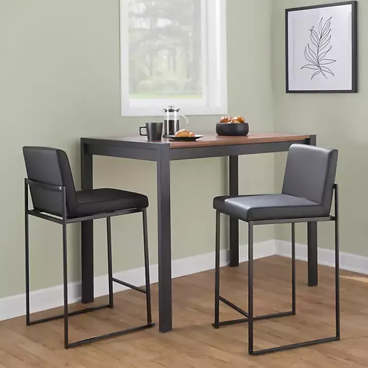 Kirklands Home Fiji Faux Leather Counter Stools, Set of 3 Black Discount