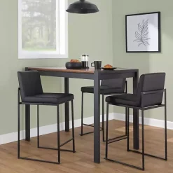 Kirklands Home Fiji Faux Leather Counter Stools, Set of 3 Black Discount