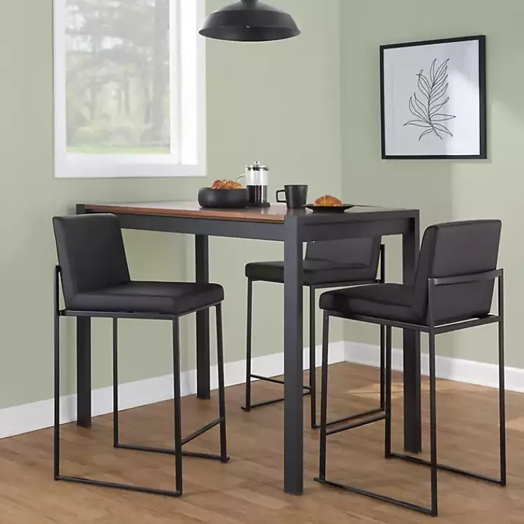 Kirklands Home Fiji Faux Leather Counter Stools, Set of 3 Black Discount
