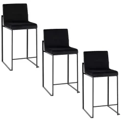 Kirklands Home Fiji Velvet Counter Stools, Set of 3 Black Best