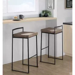 Kirklands Home Fiji Stackable Bar Stools, Set of 2 Brown Hot