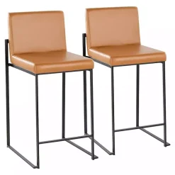 Kirklands Home Fiji Camel Faux Leather Counter Stools, Set of 2 Tan New
