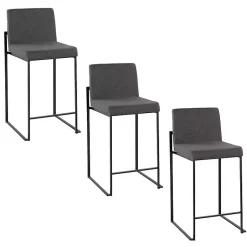 Kirklands Home Fiji Charcoal Upholstered Counter Stools, Set of 3 Gray