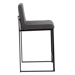 Kirklands Home Fiji Charcoal Upholstered Counter Stools, Set of 3 Gray