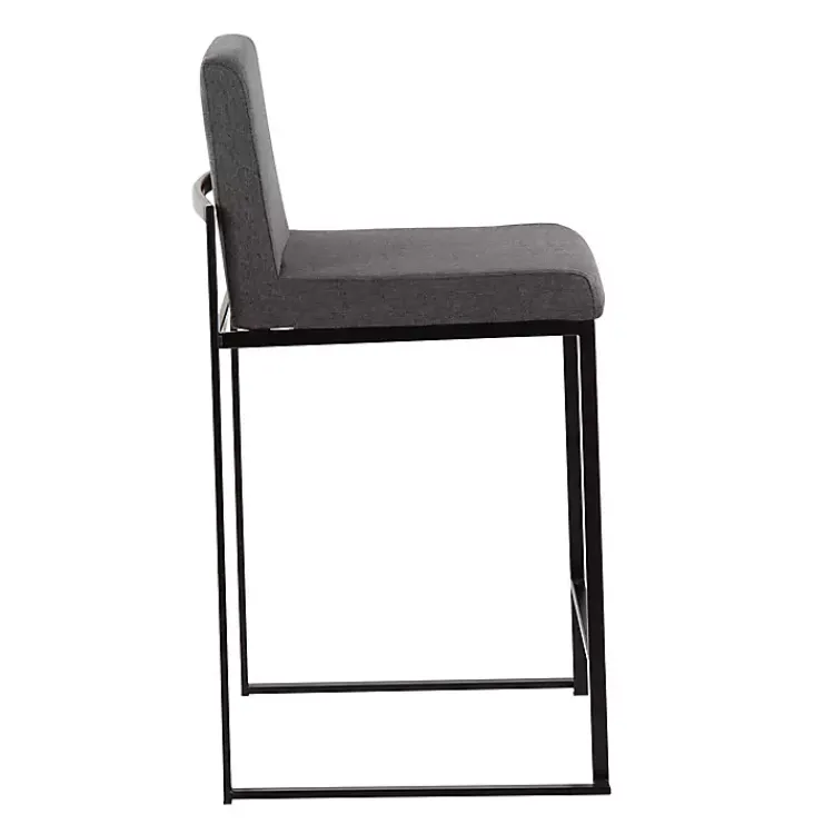 Kirklands Home Fiji Charcoal Upholstered Counter Stools, Set of 3 Gray