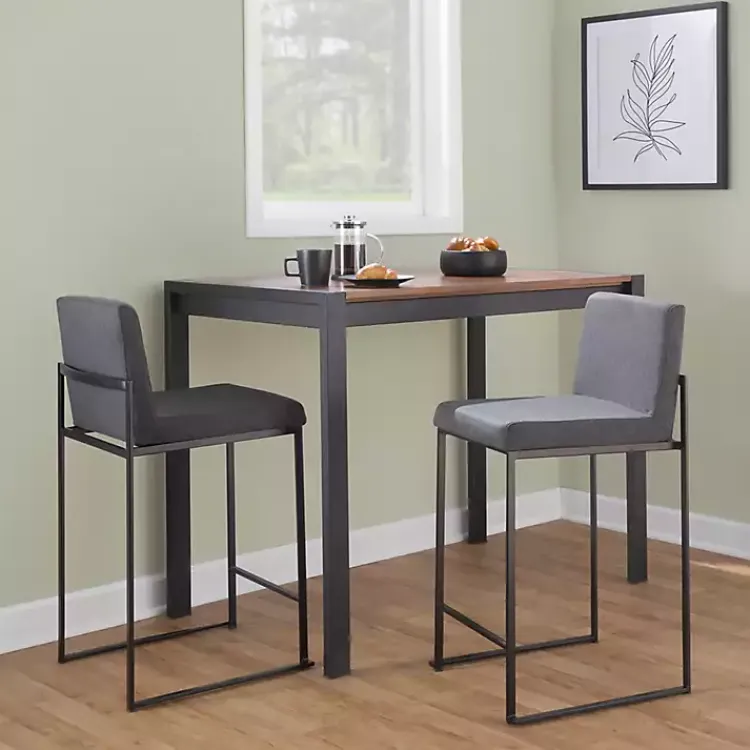 Kirklands Home Fiji Charcoal Upholstered Counter Stools, Set of 3 Gray
