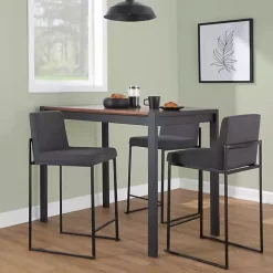 Kirklands Home Fiji Charcoal Upholstered Counter Stools, Set of 3 Gray