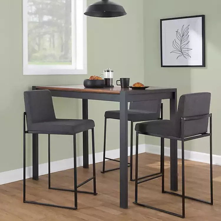 Kirklands Home Fiji Charcoal Upholstered Counter Stools, Set of 3 Gray
