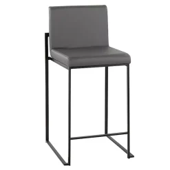 Kirklands Home Fiji Faux Leather Counter Stools, Set of 3 Gray