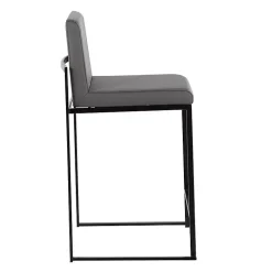 Kirklands Home Fiji Faux Leather Counter Stools, Set of 3 Gray