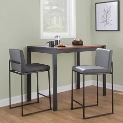 Kirklands Home Fiji Faux Leather Counter Stools, Set of 3 Gray