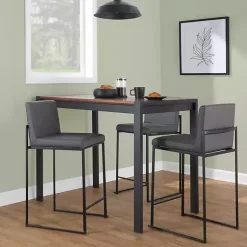 Kirklands Home Fiji Faux Leather Counter Stools, Set of 3 Gray