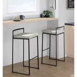 Kirklands Home Fiji Stackable Bar Stools, Set of 2 Gray Best