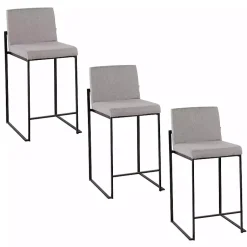 Kirklands Home Fiji Upholstered Counter Stools, Set of 3 Gray