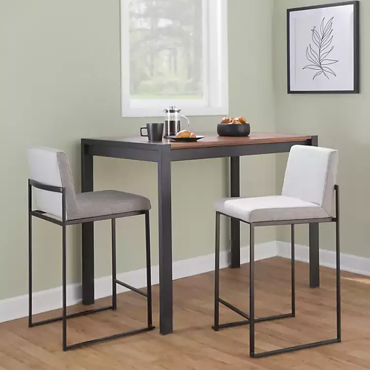 Kirklands Home Fiji Upholstered Counter Stools, Set of 3 Gray