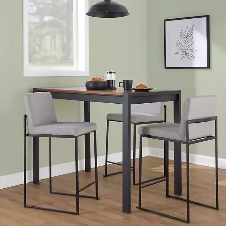 Kirklands Home Fiji Upholstered Counter Stools, Set of 3 Gray