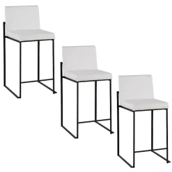 Kirklands Home Fiji Faux Leather Counter Stools, Set of 3 White Clearance
