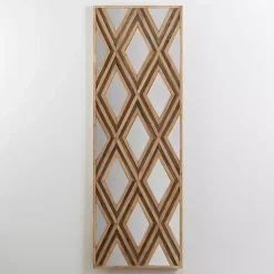 Kirklands Home Fir Wood Diamond Mirrored Wall Plaque Discount