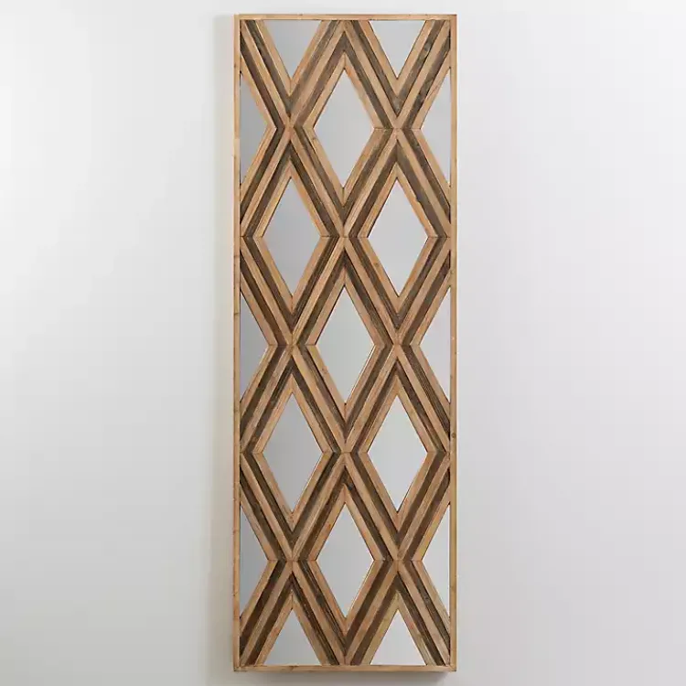 Kirklands Home Fir Wood Diamond Mirrored Wall Plaque Discount