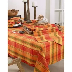 Fall>Kirklands Home Fire Orange Plaid Harvest Napkins, Set of 4