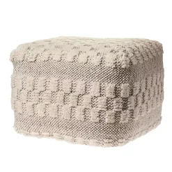 Poufs & Floor Cushions>Kirklands Home Flatweave Tufted Checker Wool Pouf