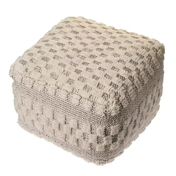 Poufs & Floor Cushions>Kirklands Home Flatweave Tufted Checker Wool Pouf