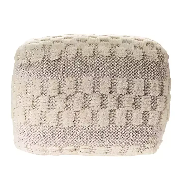 Poufs & Floor Cushions>Kirklands Home Flatweave Tufted Checker Wool Pouf