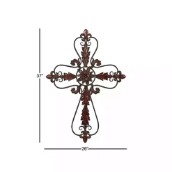 Kirklands Home Fleur De Lis Metal Cross Wall Plaque Brown Sale