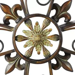 Kirklands Home Fleur De Lis Traditional Metal Cross Wall Plaque Brown Best