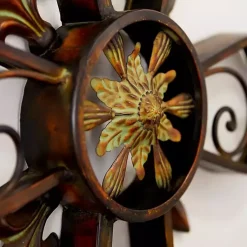 Kirklands Home Fleur De Lis Traditional Metal Cross Wall Plaque Brown Best