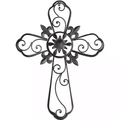 Kirklands Home Fleur De Lis Traditional Metal Cross Wall Plaque Brown Best