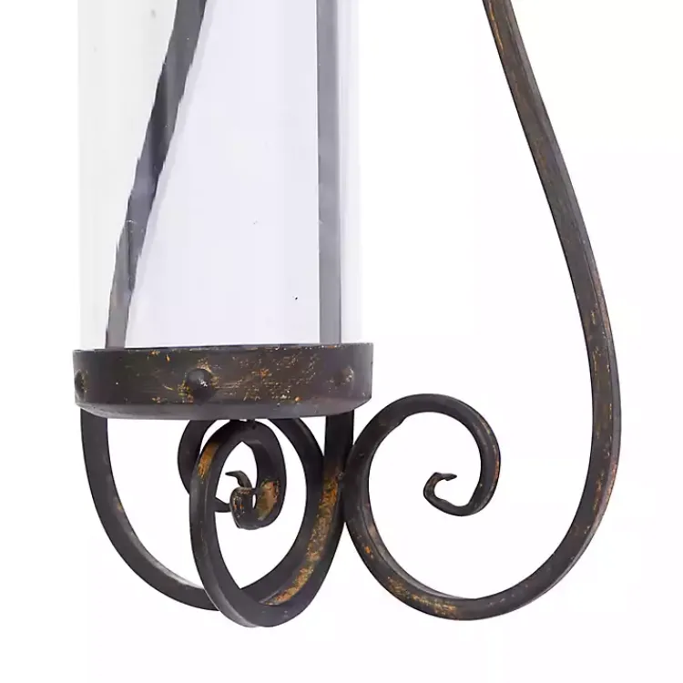 Sconces>Kirklands Home Fleur Distressed Black Iron Sconce, 31 in.
