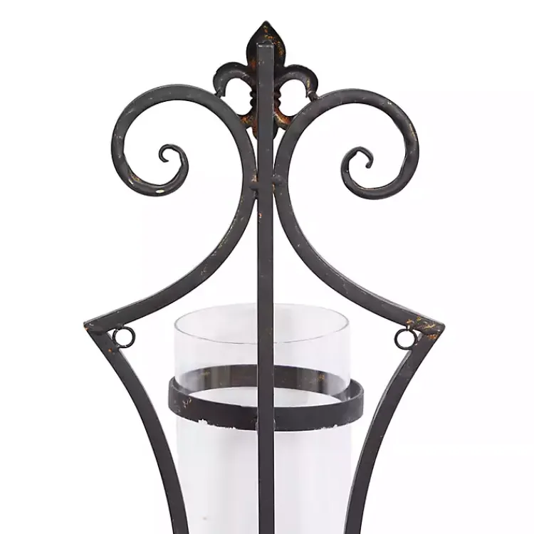 Sconces>Kirklands Home Fleur Distressed Black Iron Sconce, 31 in.