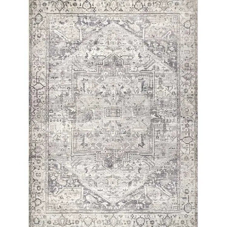 Kirklands Home Flo Vintage Medallion Washable Area Rug, 6x9 Gray Clearance