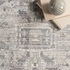 Kirklands Home Flo Vintage Medallion Washable Area Rug, 5x8 Gray Best