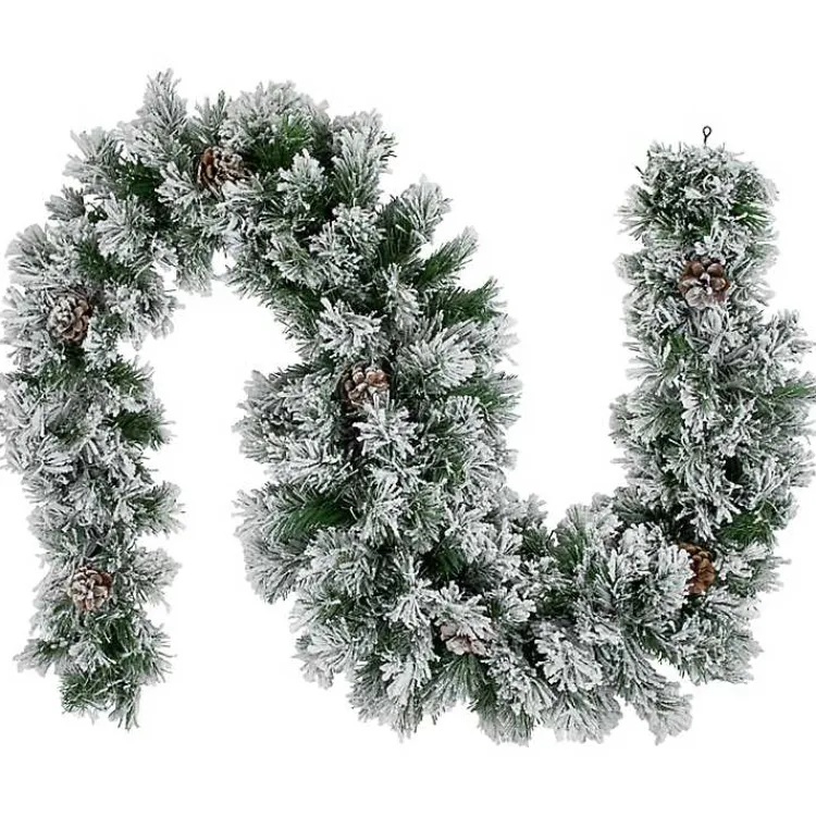Christmas Arrangements & Garland>Kirklands Home Flocked Angel Pine and Pinecones Garland
