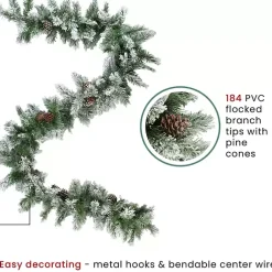 Christmas Arrangements & Garland>Kirklands Home Flocked Angel Pine and Pinecones Garland