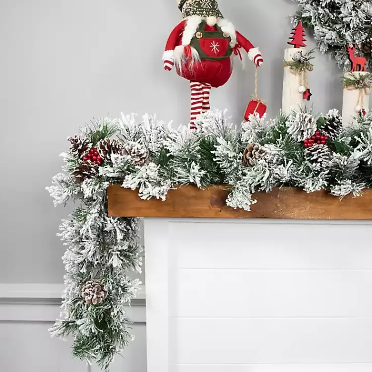 Christmas Arrangements & Garland>Kirklands Home Flocked Angel Pine and Pinecones Garland