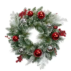 Christmas Wreaths>Kirklands Home Flocked Baubles and Berries Pine Wreath