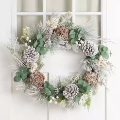 Wreaths>Kirklands Home Flocked Eucalyptus and Berry Christmas Wreath