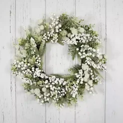 Christmas Wreaths>Kirklands Home Flocked Eucalyptus and Pine Christmas Wreath