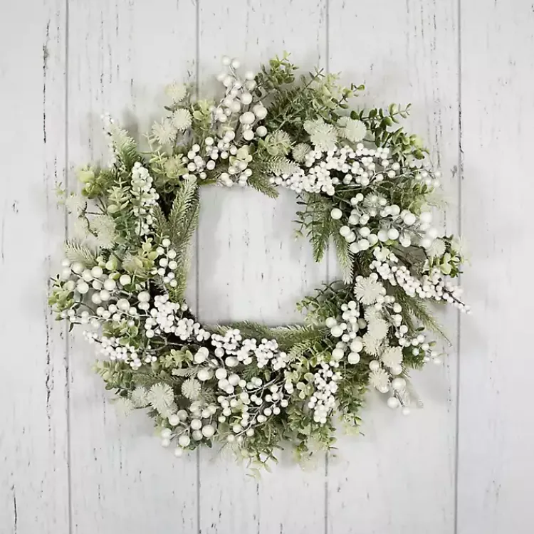 Christmas Wreaths>Kirklands Home Flocked Eucalyptus and Pine Christmas Wreath