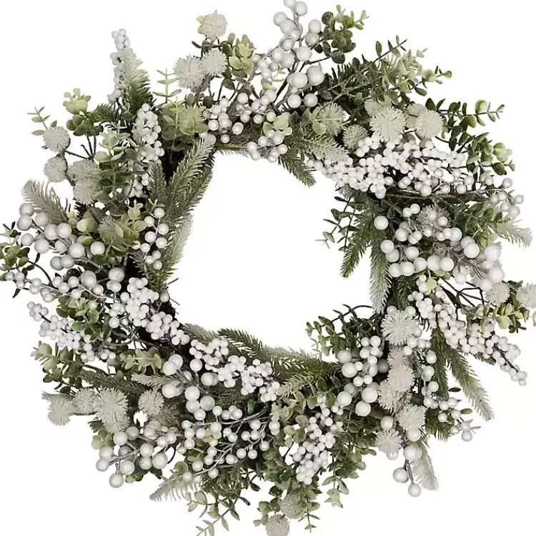 Christmas Wreaths>Kirklands Home Flocked Eucalyptus and Pine Christmas Wreath