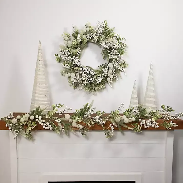 Christmas Wreaths>Kirklands Home Flocked Eucalyptus and Pine Christmas Wreath