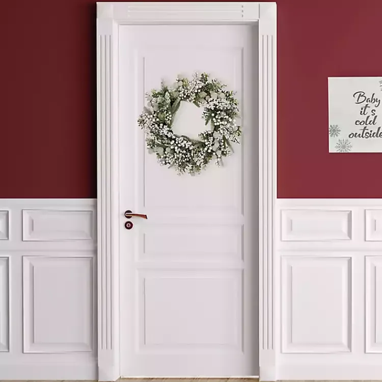 Christmas Wreaths>Kirklands Home Flocked Eucalyptus and Pine Christmas Wreath