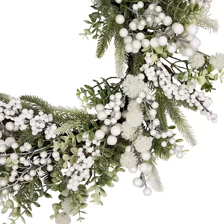 Christmas Wreaths>Kirklands Home Flocked Eucalyptus and Pine Christmas Wreath
