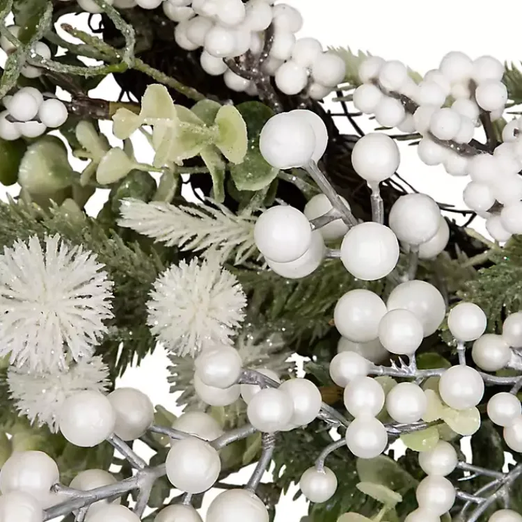 Christmas Wreaths>Kirklands Home Flocked Eucalyptus and Pine Christmas Wreath