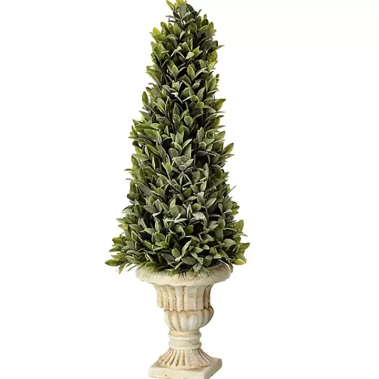Trees & Topiaries>Kirklands Home Flocked Sage Cone in Urn Arrangement, 24 in.