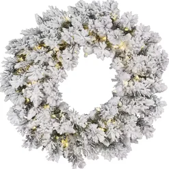 Christmas Wreaths>Kirklands Home Flocked Snow Italian Warm Lights Wreath White